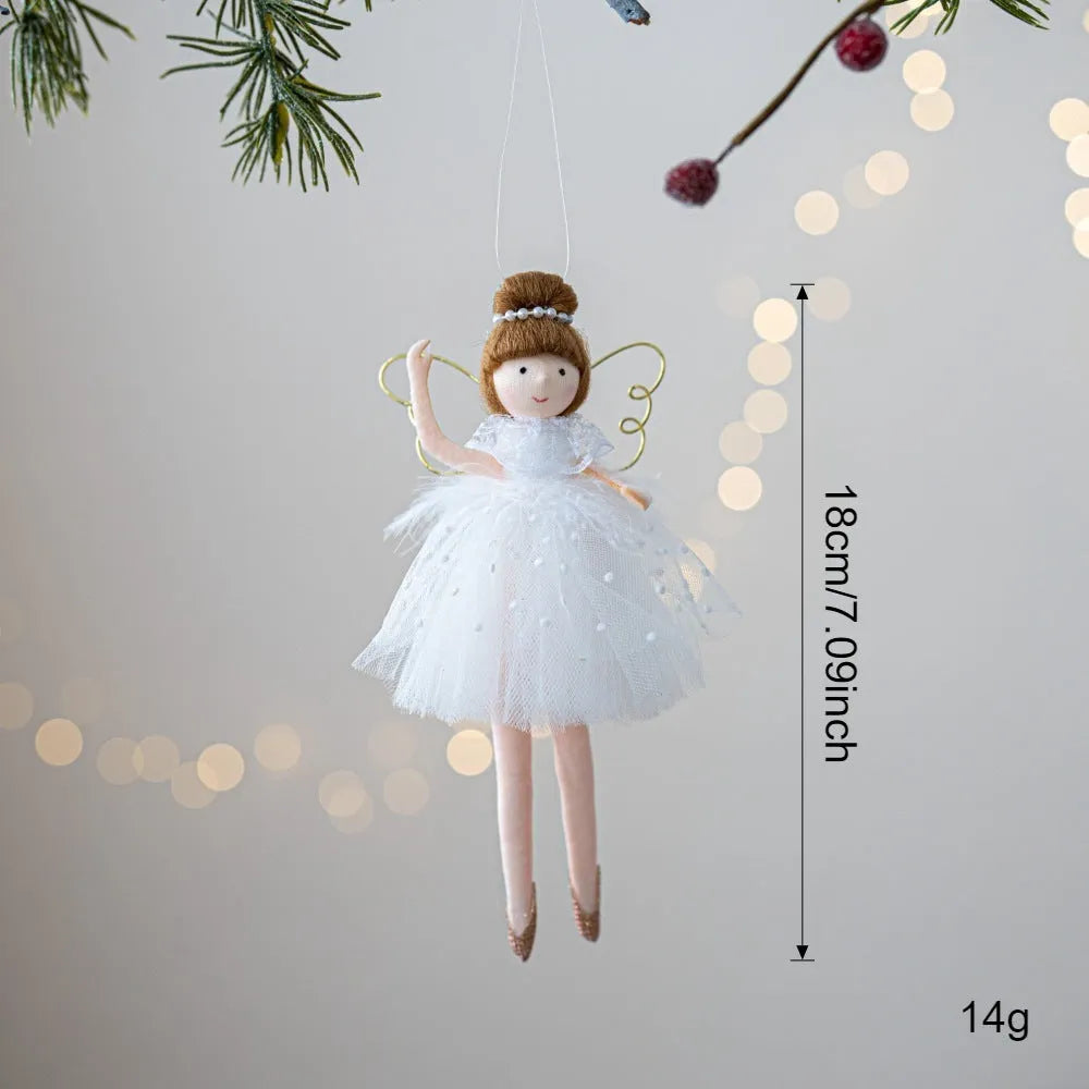 Pink and white cloth ballet girl angel plush pendant doll with modern simple style
