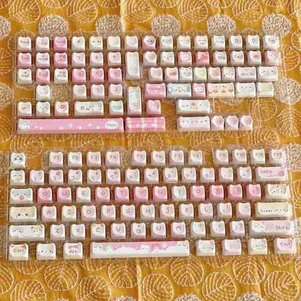 Meow Meow Team themed 141-piece keyboard keycap set with five-sided sublimation printing