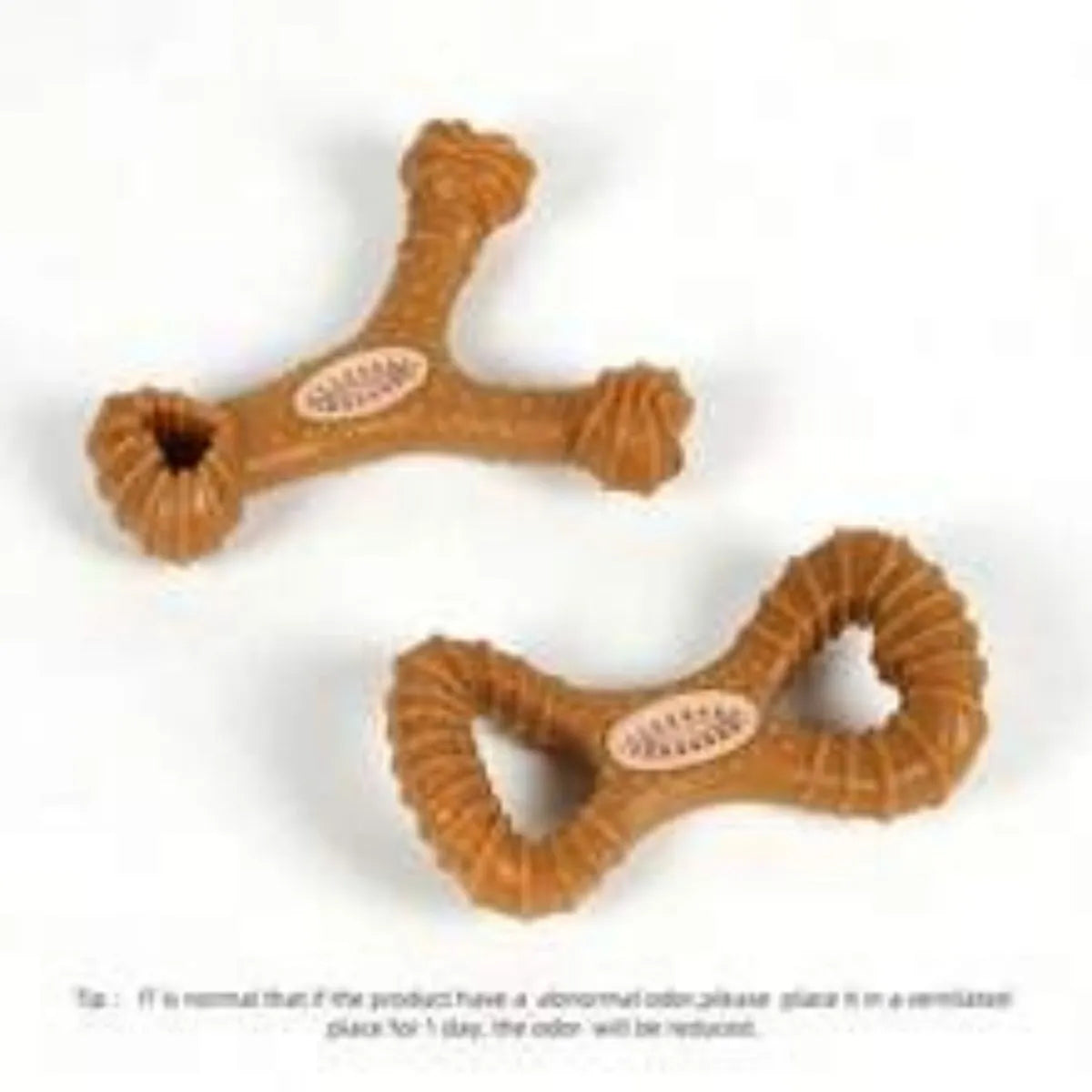Dog chew toy bone for teeth cleaning and interactive play in durable bite-resistant construction