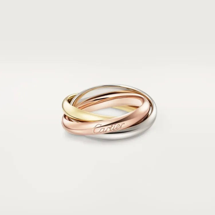 Geometric U-shaped sterling silver couple rings with diamond settings and engraving options on a ring size chart.