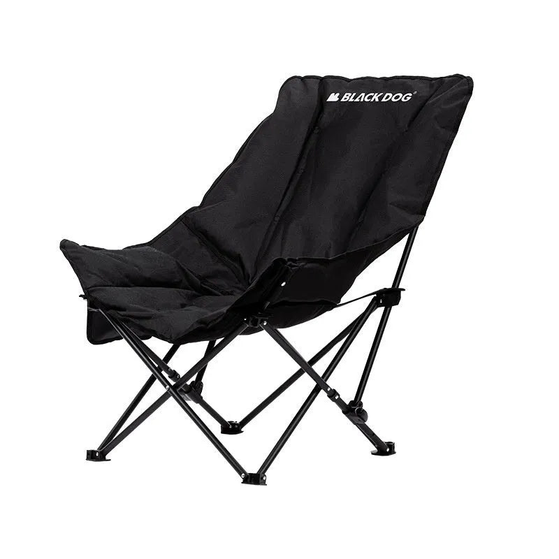 Night Black portable folding camping recliner chair with Oxford cloth fabric.