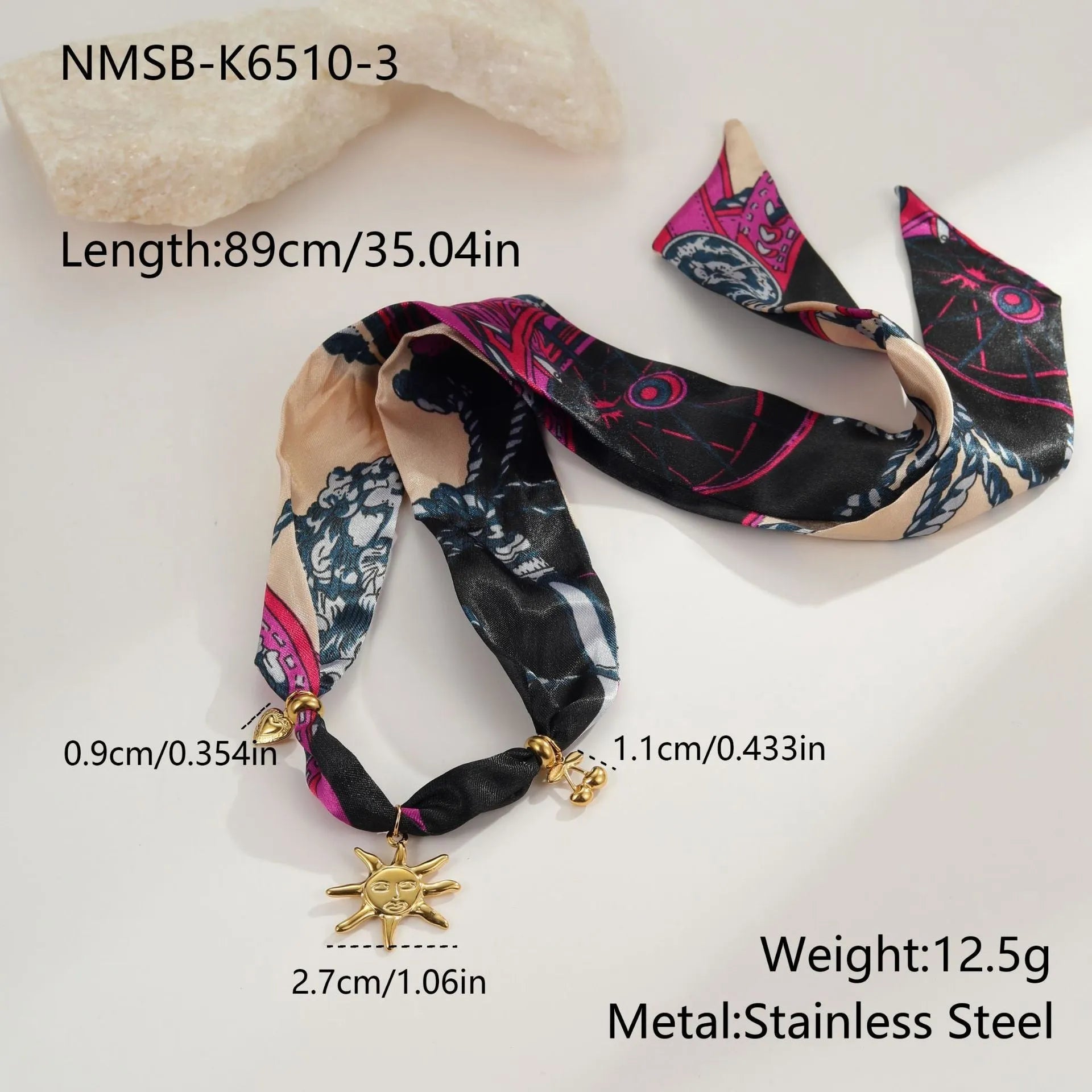 Women's geometric pendant necklace with adjustable stainless steel chain 41-50cm, 18K electroplated finish