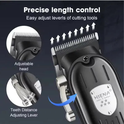 Black USB-powered cordless hair clipper set with LED display