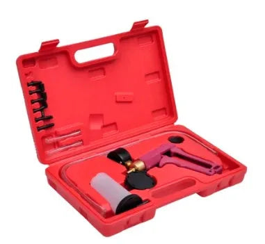 Aluminium manual vacuum blow gun tool for automotive cleaning and repair tasks.