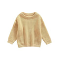 Girls' sleeveless rabbit fur sweater vest in solid beige with crew neck and star pattern, size 80cm.