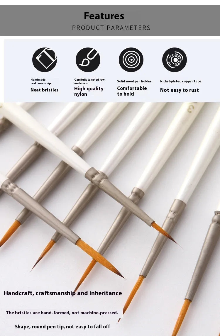 Twelve fluorescent art markers with nylon wool hooks and solid wood pen holders for watercolour line drawing