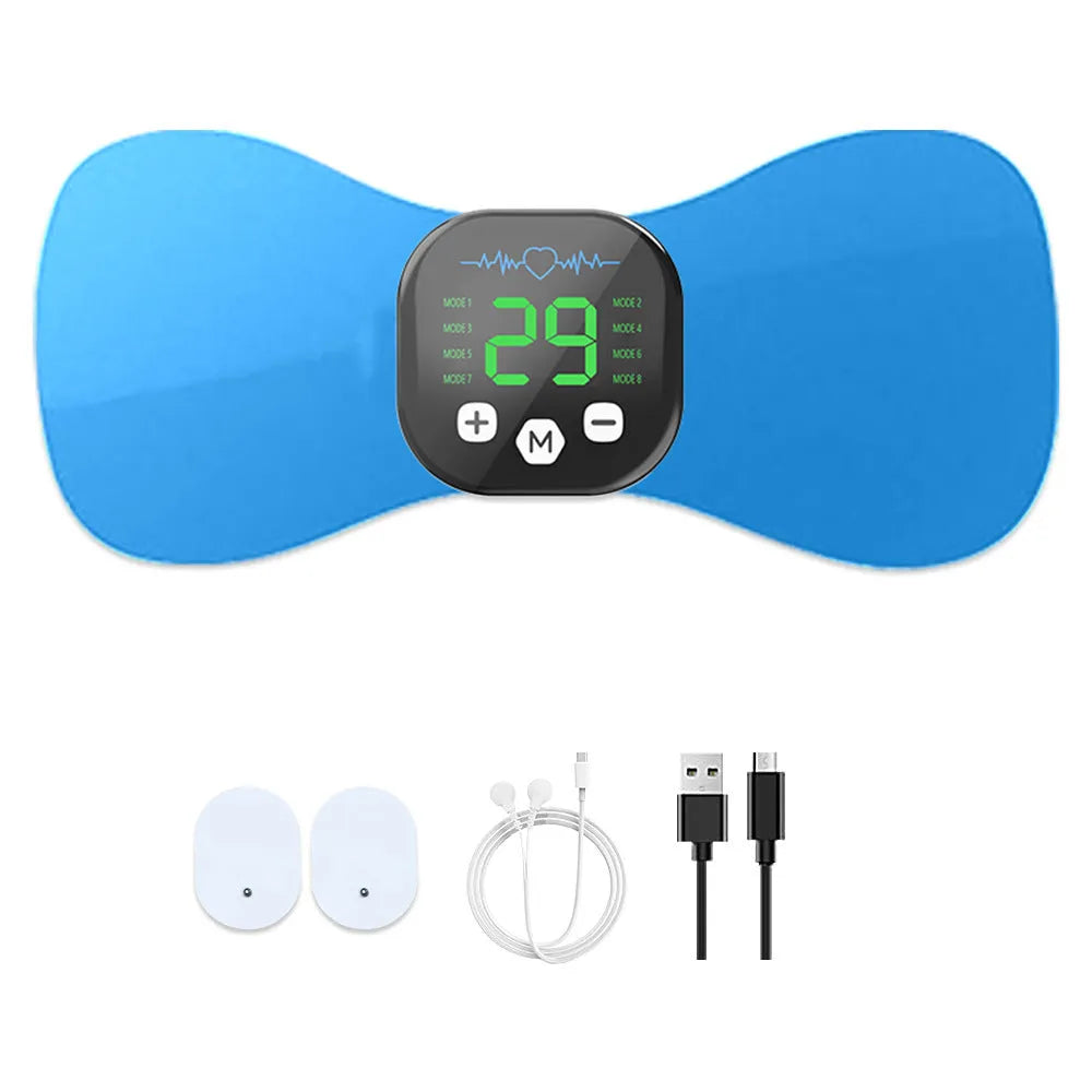 Cervical pulse massage pad EMS portable rechargeable with blue colour option for travel and home use