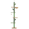 Cactus-themed cat climbing frame with integrated nest and scratch board, solid wood and density plate construction.