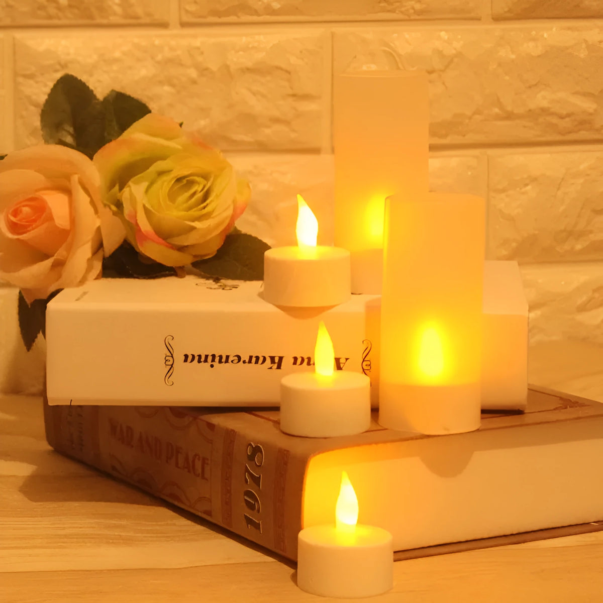 White plastic USB rechargeable LED candle lamp, 4cm base, 5.5cm flame head, yellow white colourful light