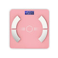 Smart Bluetooth body fat scale in white colour showing digital display and mobile app connection