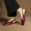 Women's flat summer sandals with pointed toe, hollow out detail, pigskin lining, beef tendon sole