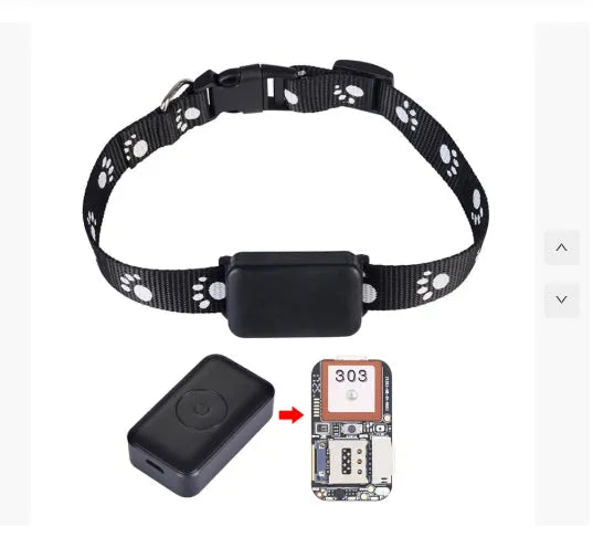Black GPS pet tracker with ABS casing and USB charging port