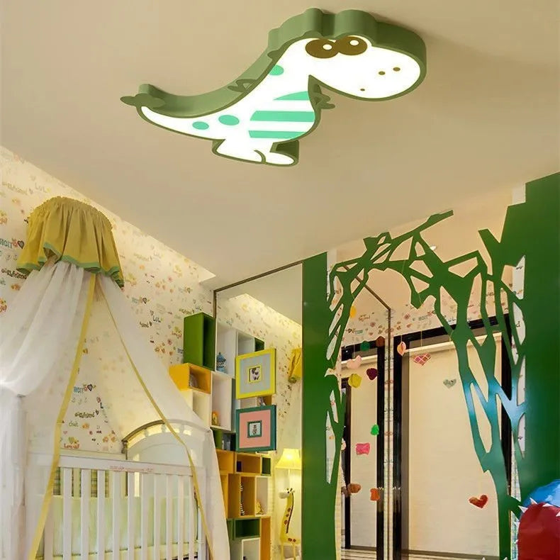 48cm diameter cartoon dinosaur ceiling light with a modern aluminium and PVC design.