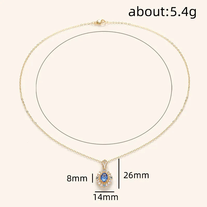 Royal style gold necklace with mixed gemstone pendant on adjustable copper box chain