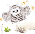 Grey automatic owl cat toy with flapping wings for indoor feline play