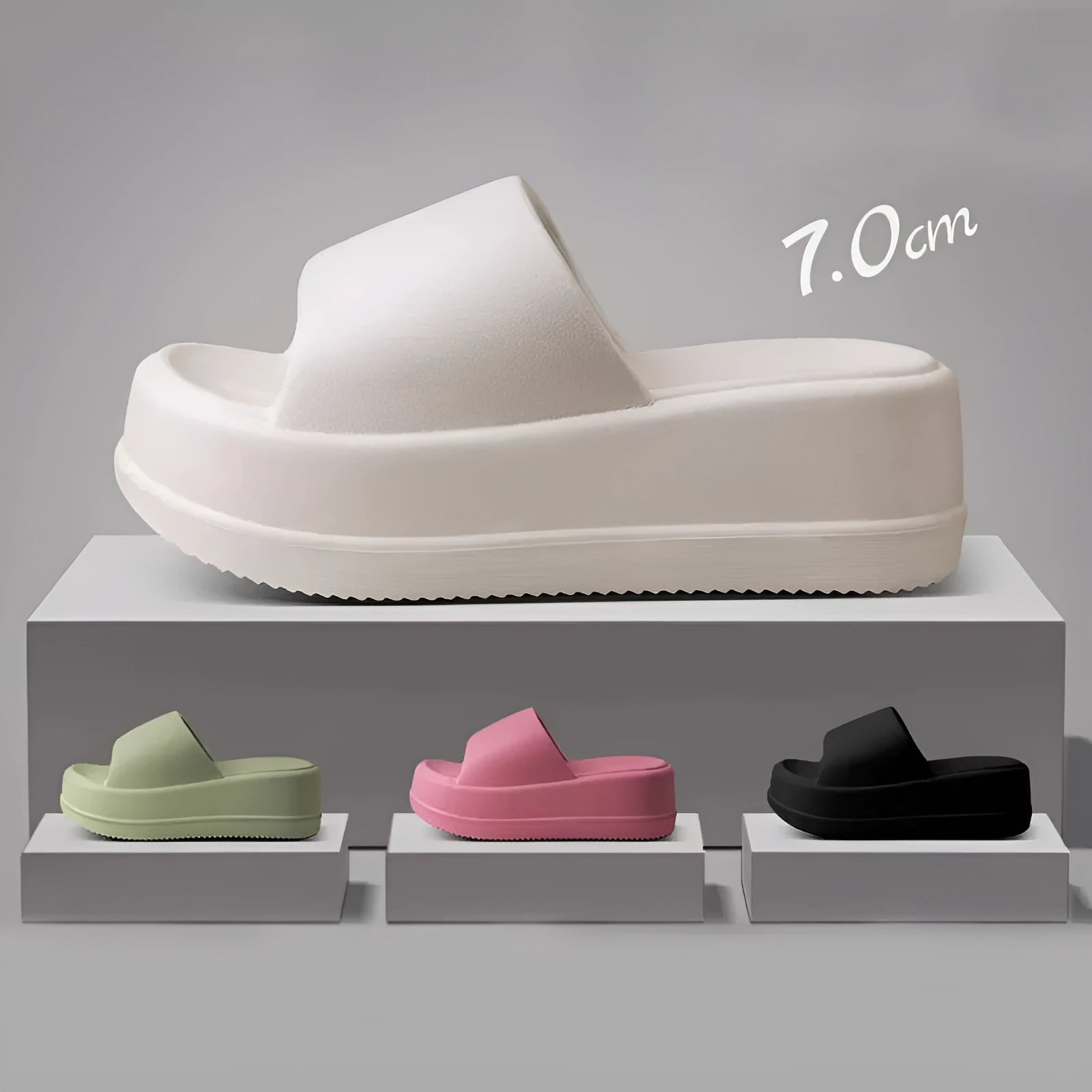 Women's 7cm heel EVA slippers in solid colour, non-slip sole for home and garden