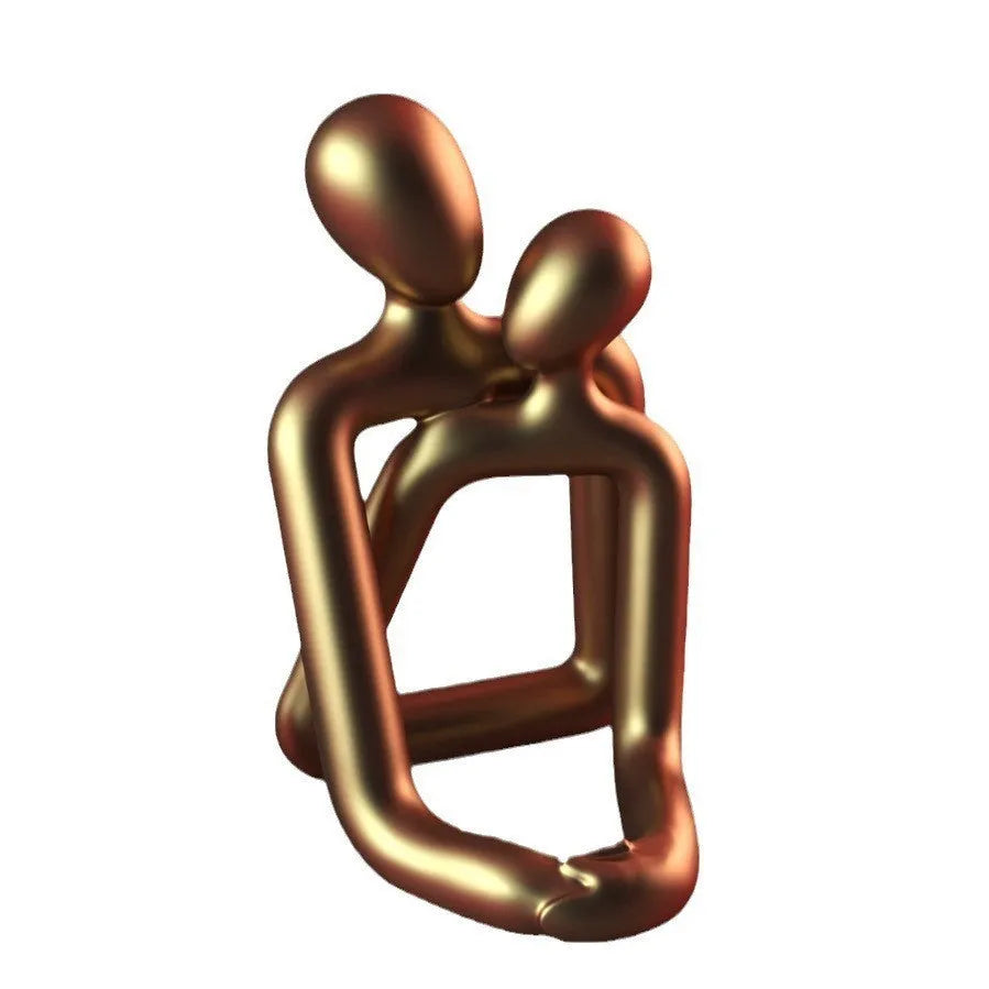 Modern couple statue resin sculpture in milky white or gold colour for desk or shelf decor