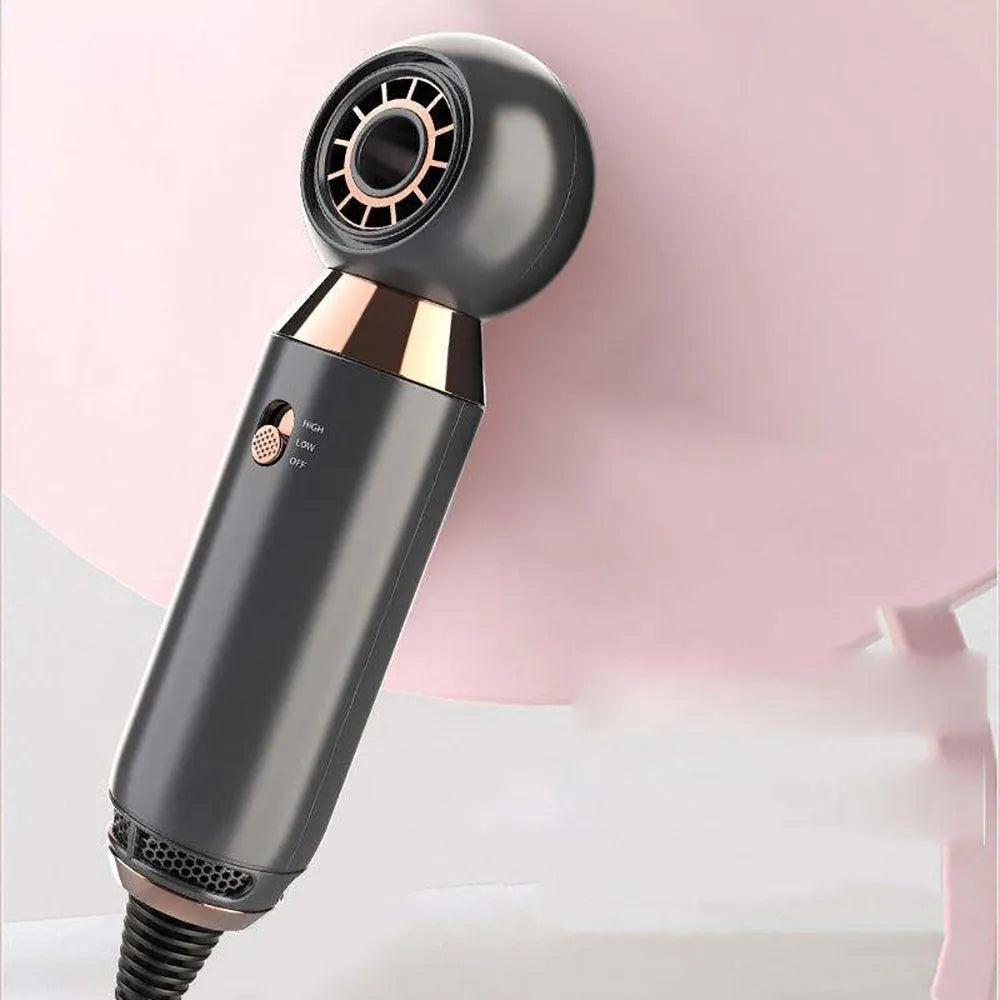 White hair dryer with diffuser attachment showing compact 20cm design and control buttons