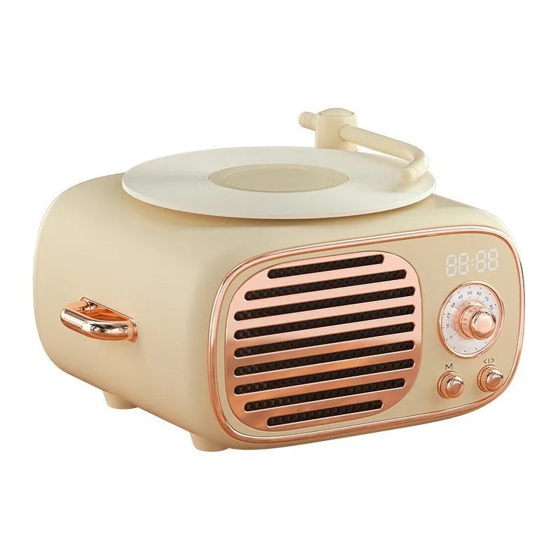 Retro Bluetooth microphone stereo speaker with alarm clock, 85x95x55mm, in transparent green