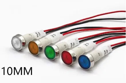 10mm stainless steel edge plastic indicator light with wired flat end metal connection