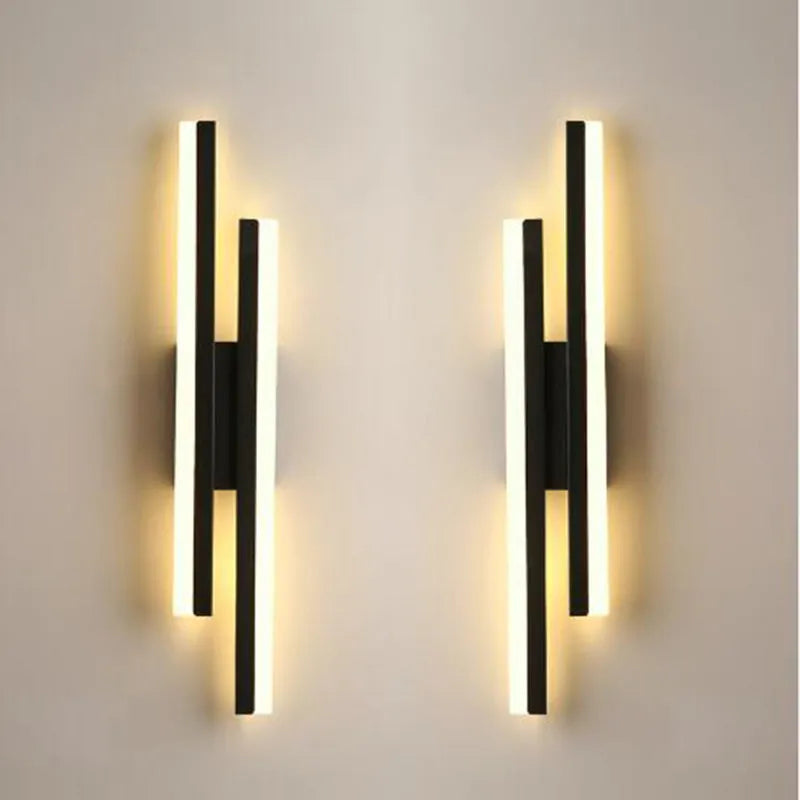 Scandinavian minimalist LED wall light with acrylic shade in black or gold finish, 50cm length