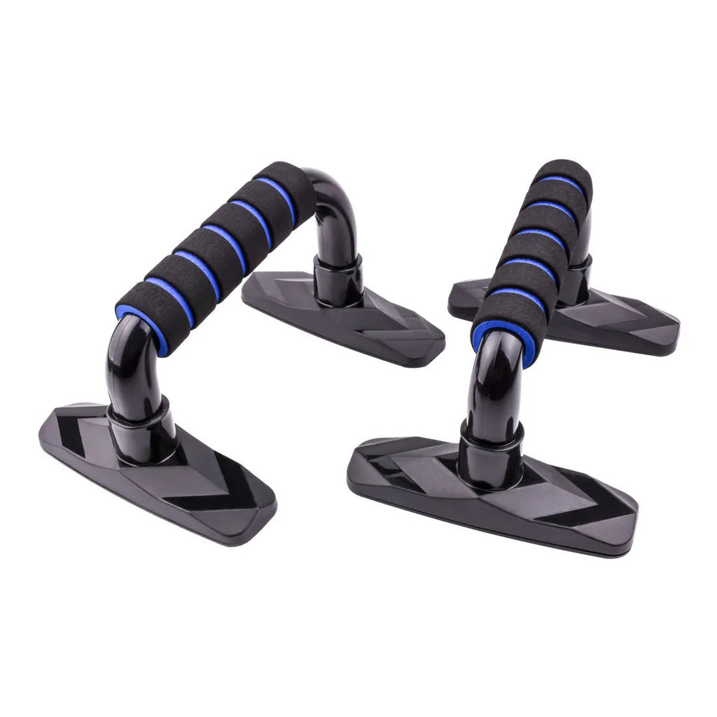 Pair of I-shaped push up bars with PP sponge grips in available colours for upper body strength training