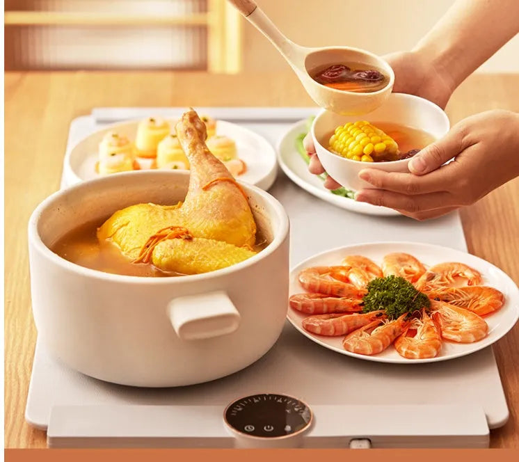 Silicone foldable warm chopping board in elegant grey with digital display and adjustable temperature, 220V 250W.